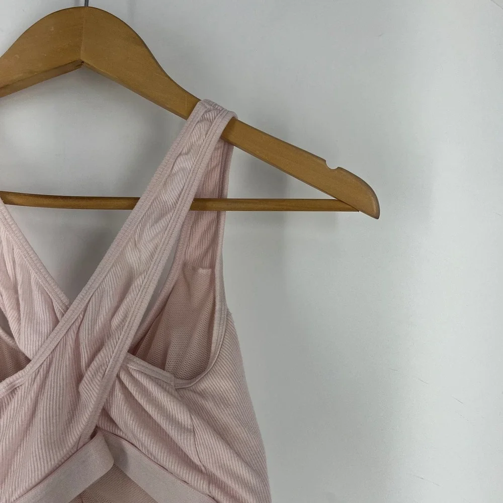 True & Co Womens Ribbed Crisscross‎ Back Sports Bra Yoga Top Athleisure Size XL - Picture 7 of 14